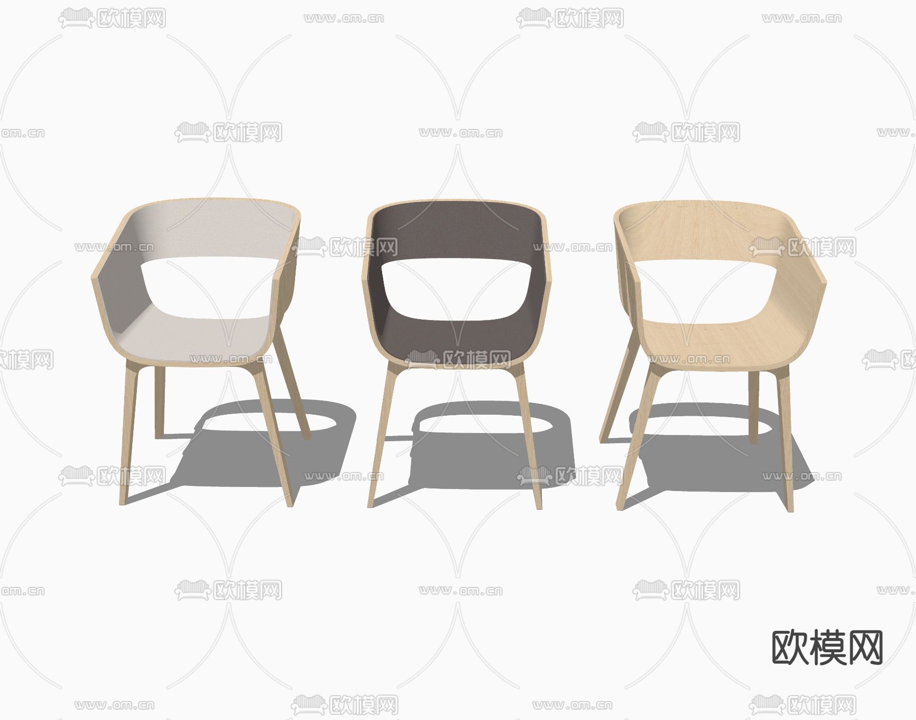 日式餐椅 单椅su模型下载（渲染图2）