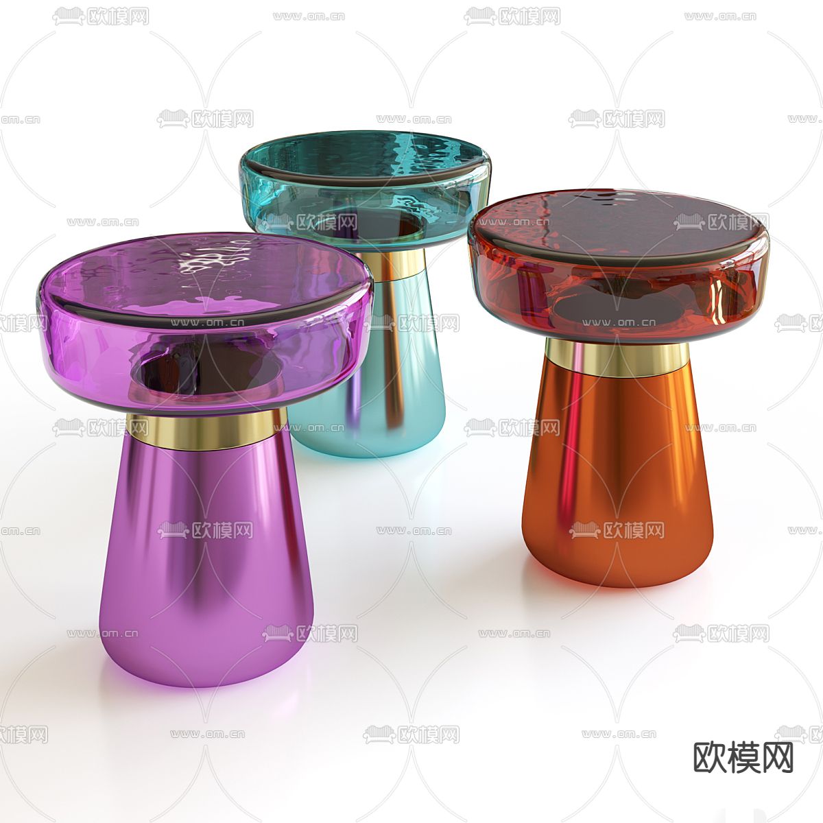 透明边几 圆几3d模型下载（渲染图4）