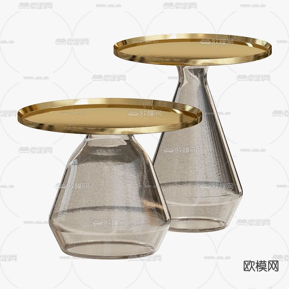 玻璃茶几 边几3d模型下载(渲染图2)
