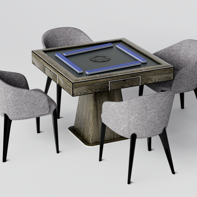  麻将桌椅 棋牌桌椅su模型 