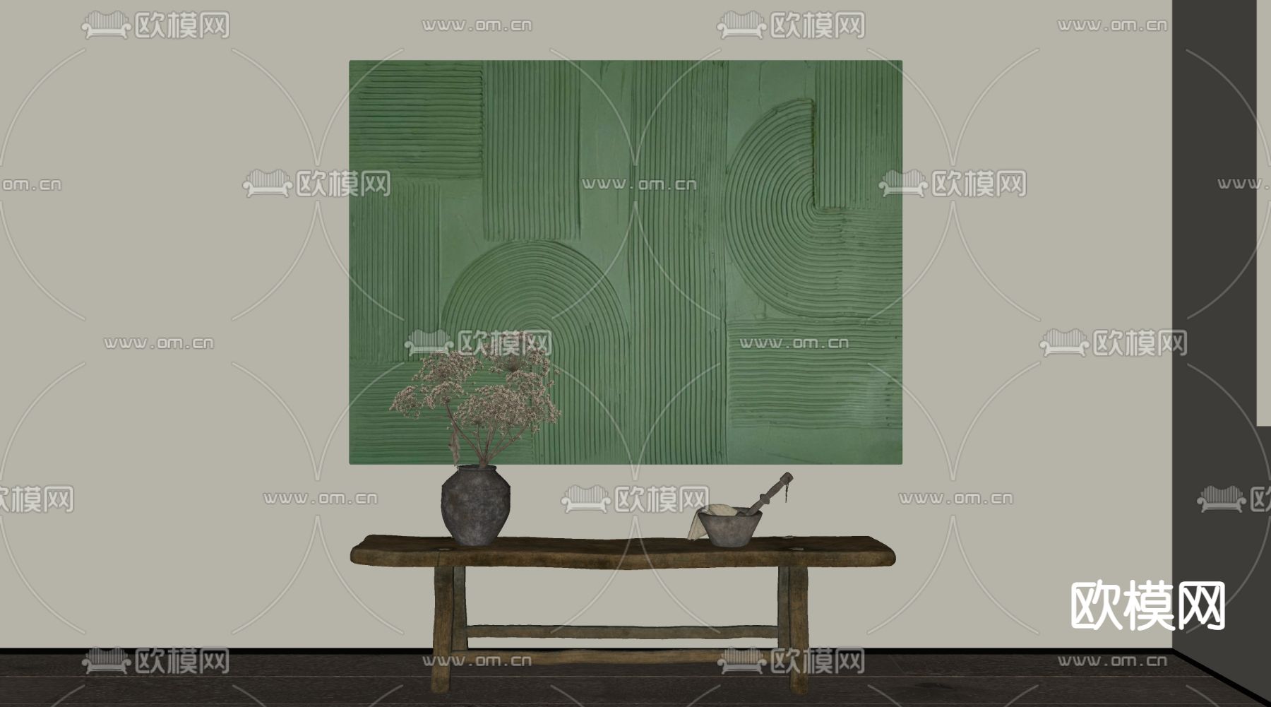 侘寂风装饰画 抽象画su模型
