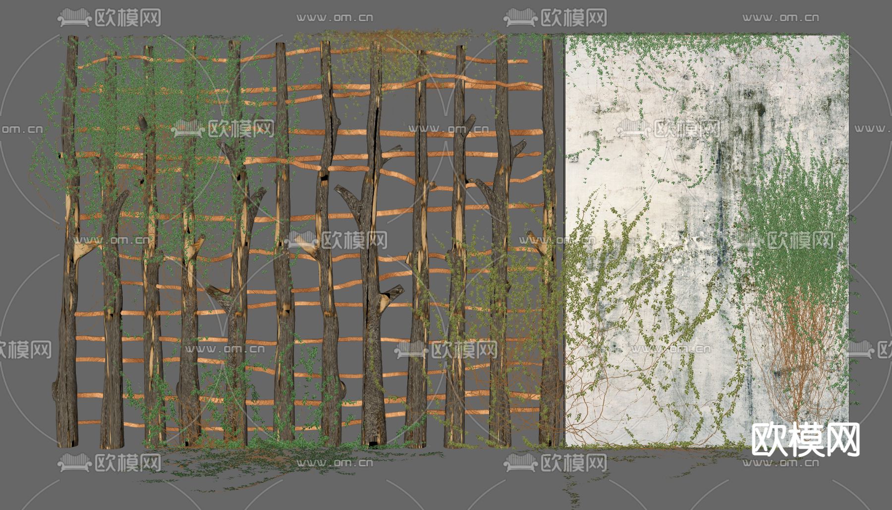藤曼 爬山虎 绿植墙su模型下载（渲染图2）