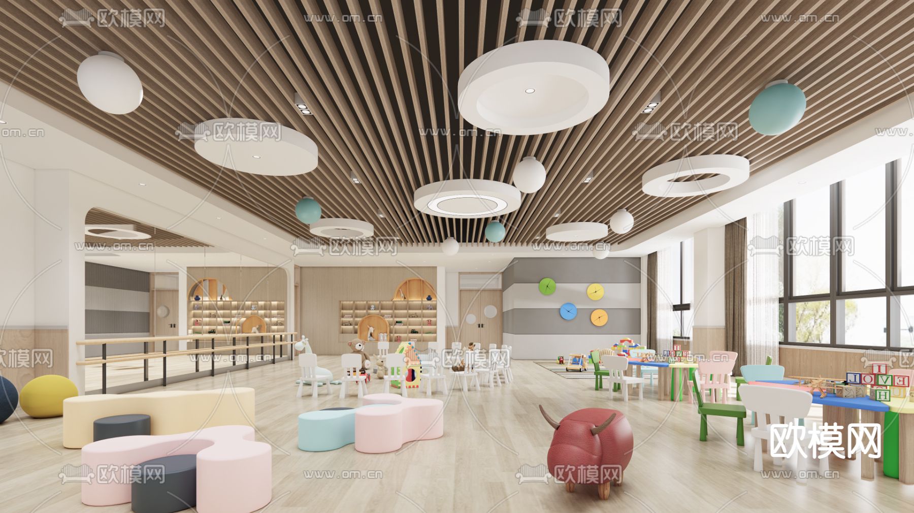 现代幼儿园活动室3d模型下载