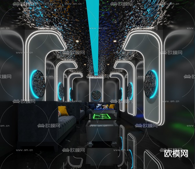 现代KTV 走廊过道3d模型下载_ID12246527_3dmax免费模型-欧模网