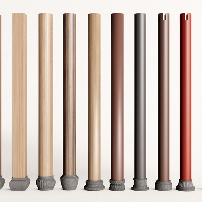  中式实心柱 柱础石su模型 