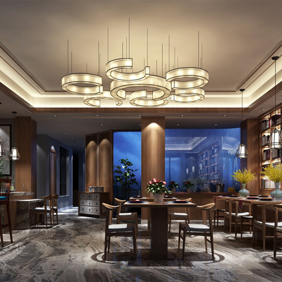  中式餐厅su模型 