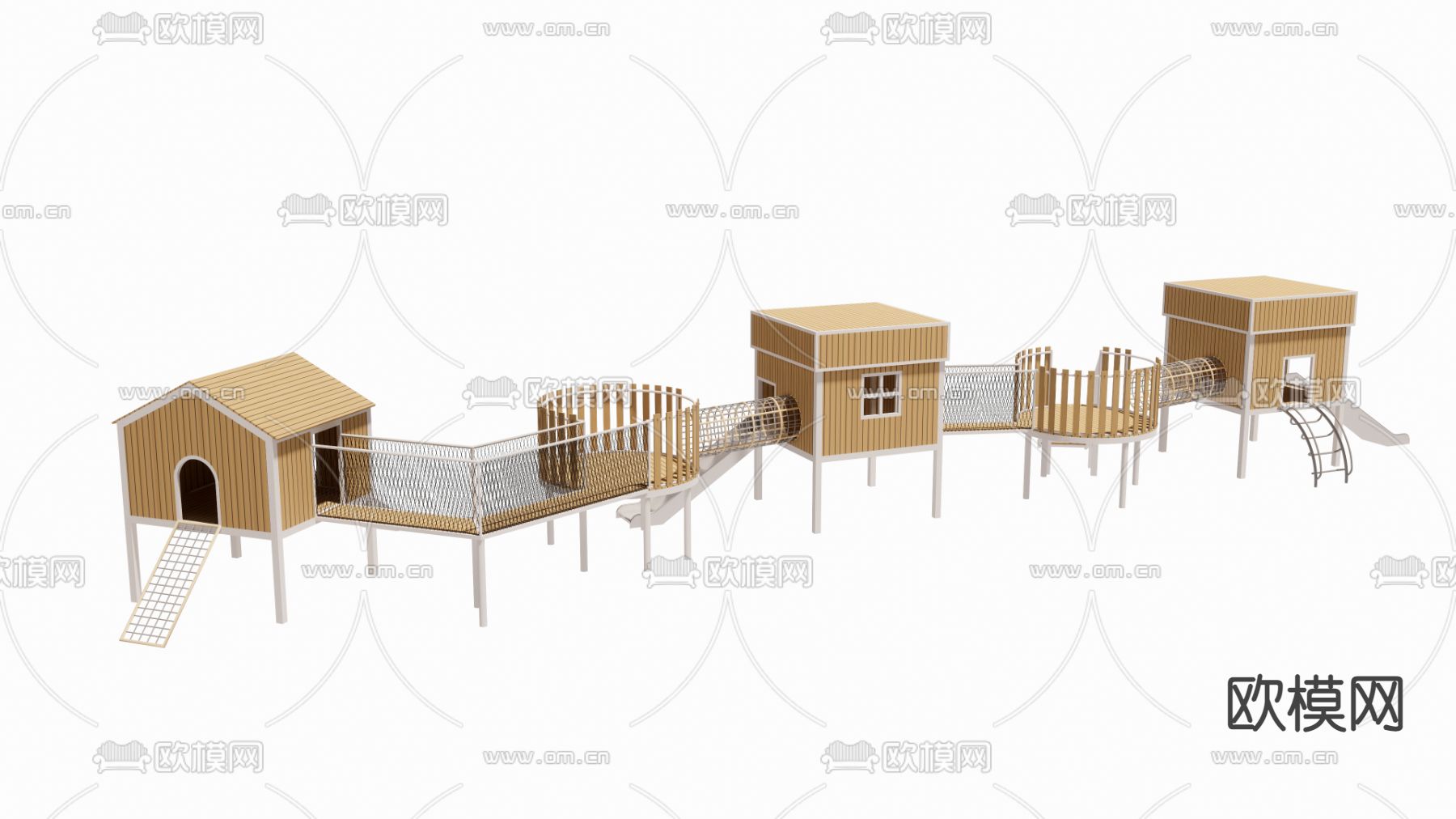 儿童廊道 树屋 滑梯su模型下载（渲染图2）