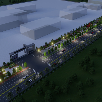 现代厂区建筑外观su模型