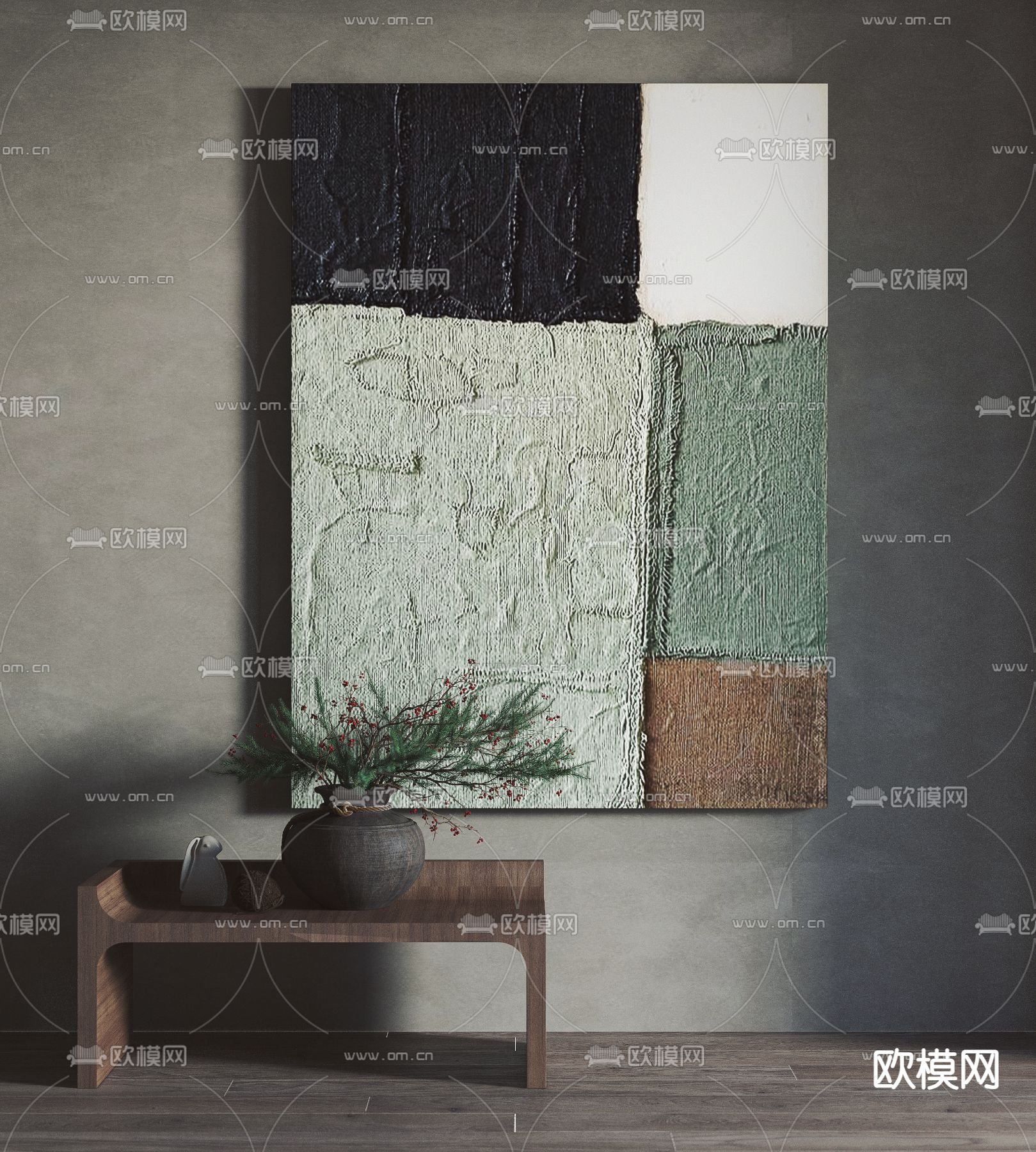 侘寂抽象画 装饰画 挂画3d模型下载_ID12247378_3dmax免费模型-欧模网