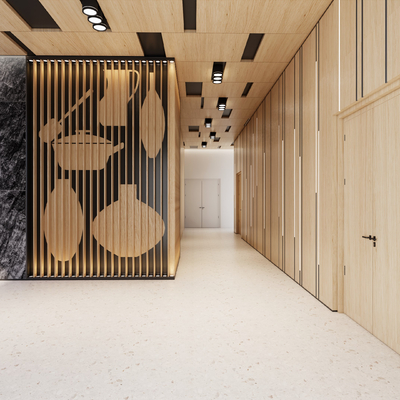  办公室走廊 过道su模型 