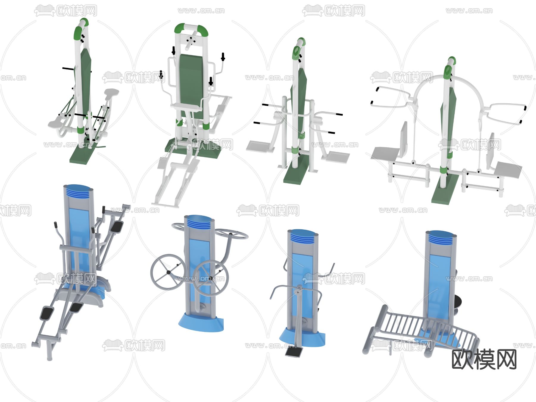 现代健身器材su模型下载（渲染图1）