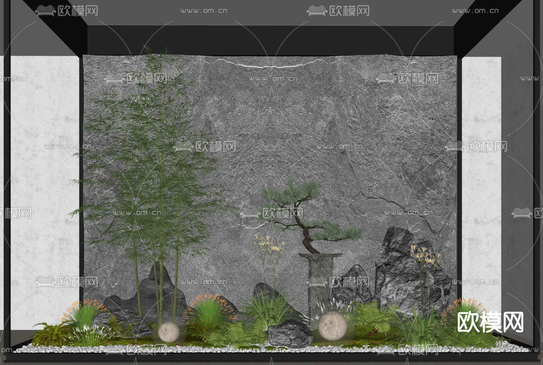 绿植堆小品 松树小品su模型下载（渲染图2）