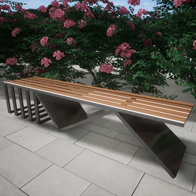  实木户外长凳 凳子su模型 