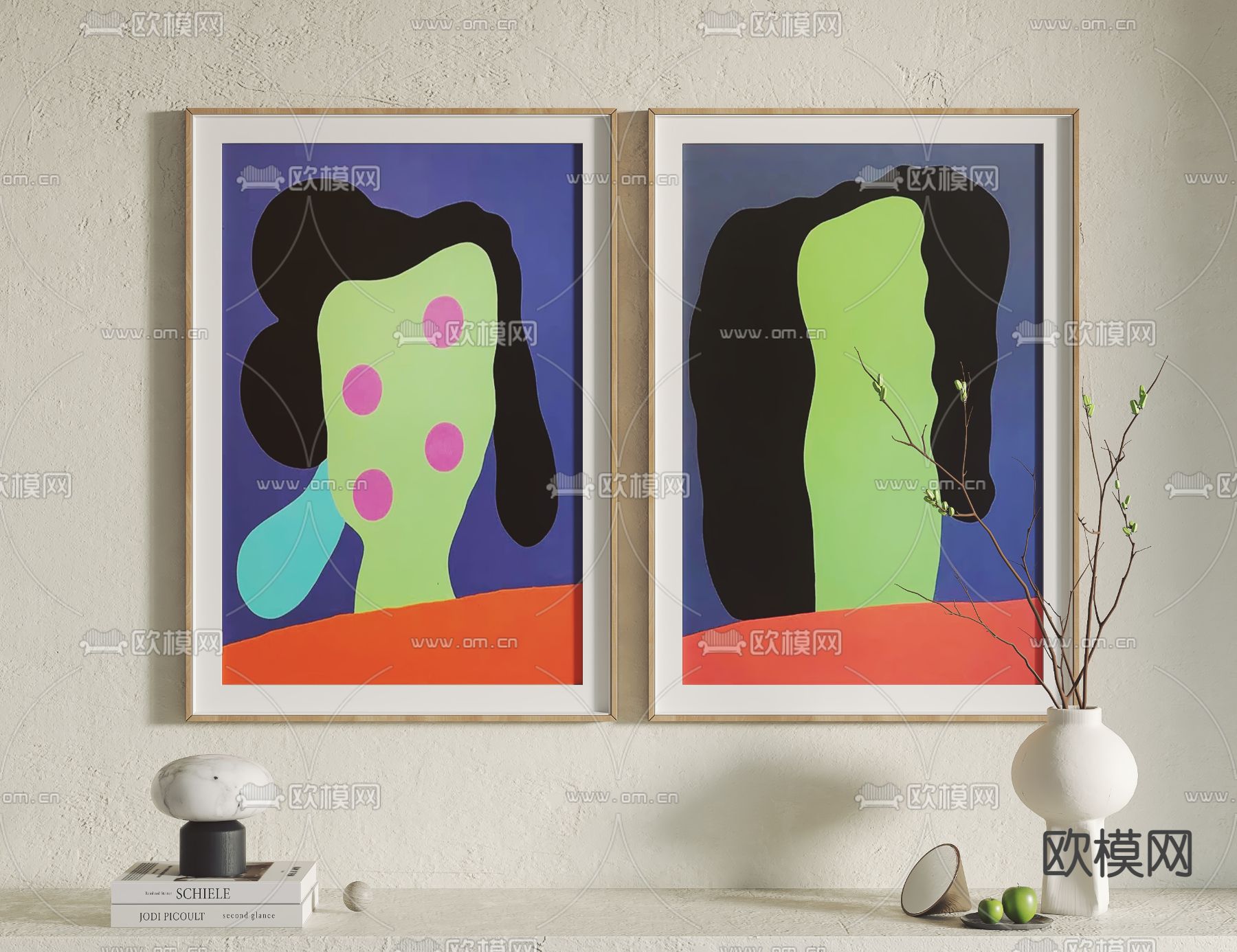 北欧抽象画 装饰画 挂画3d模型下载