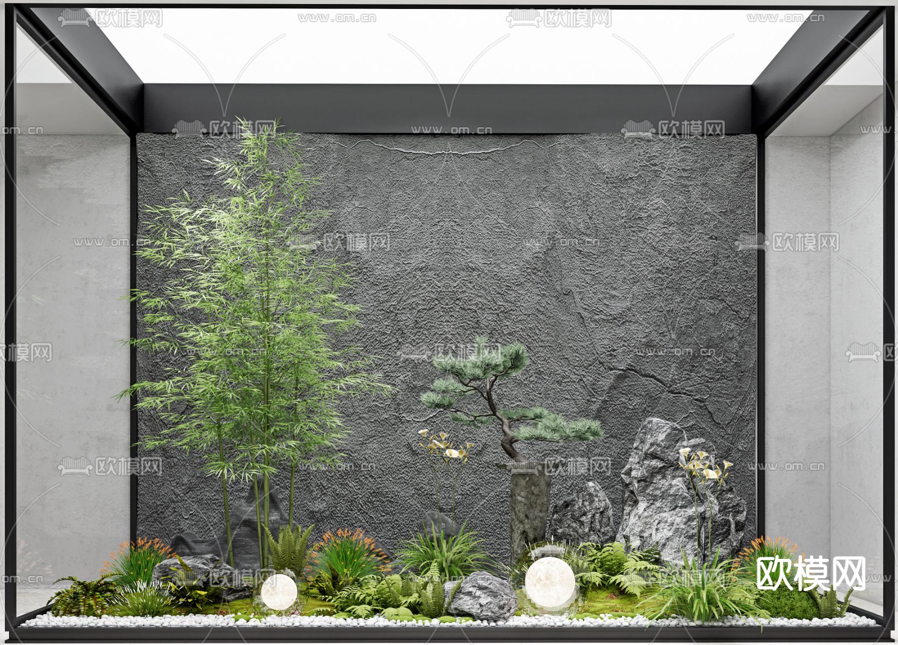 绿植堆小品 松树小品su模型下载（渲染图1）