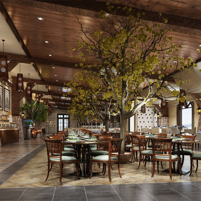  欧式自助餐厅su模型 