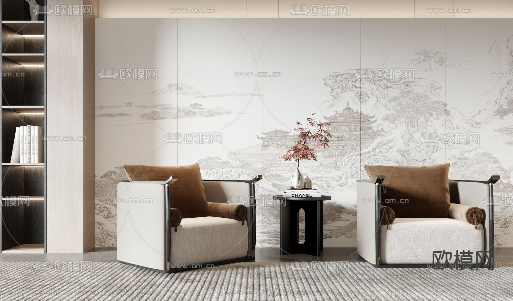 新中式休闲沙发3d模型下载