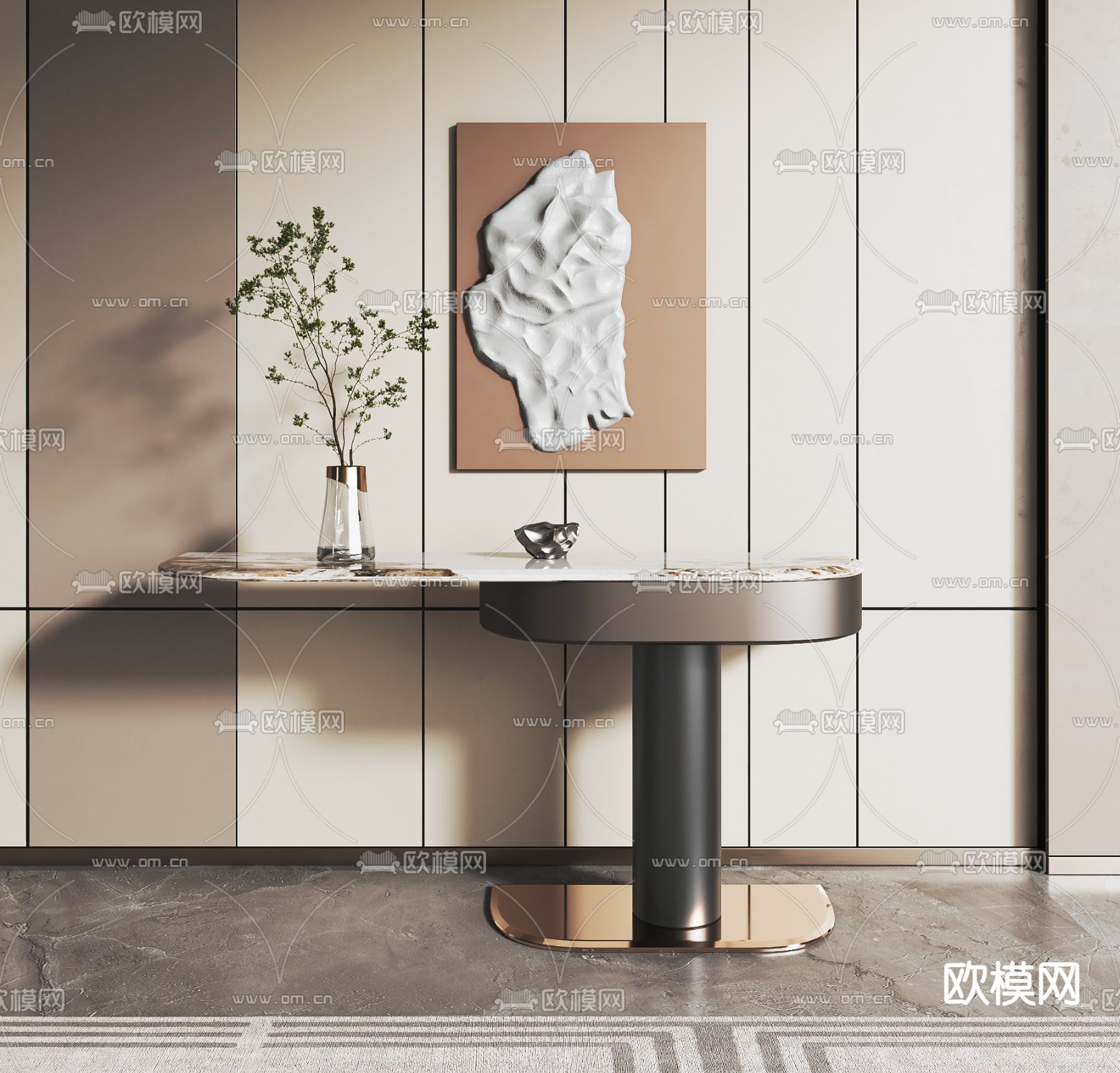 轻奢风端景台 玄关条案su模型