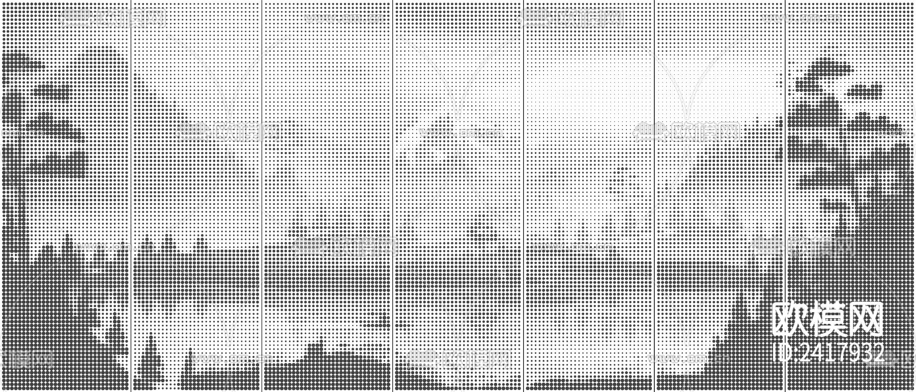 山峰树林剪影金属穿孔铝板贴图下载