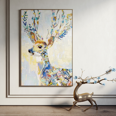 油画 麋鹿装饰画su模型