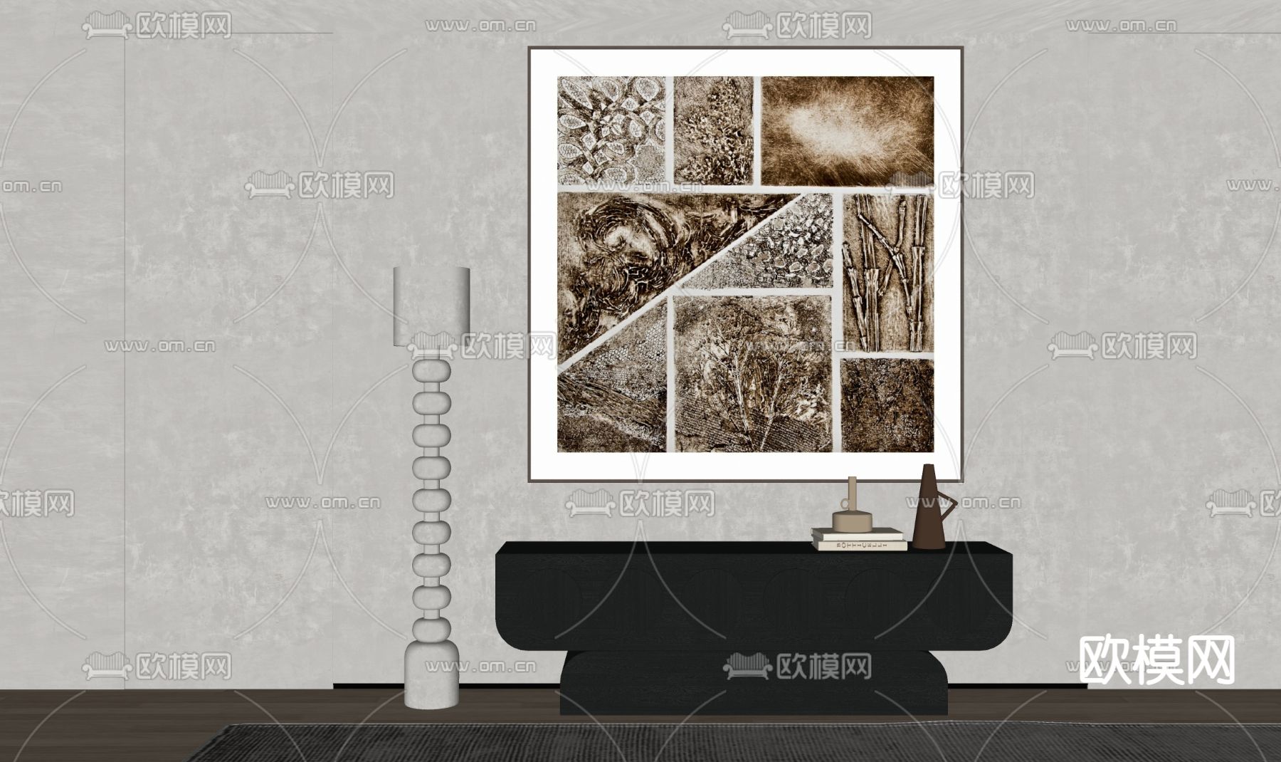 侘寂风装饰画 抽象画su模型