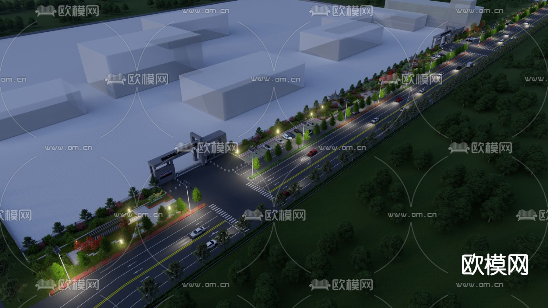 现代厂区建筑外观su模型