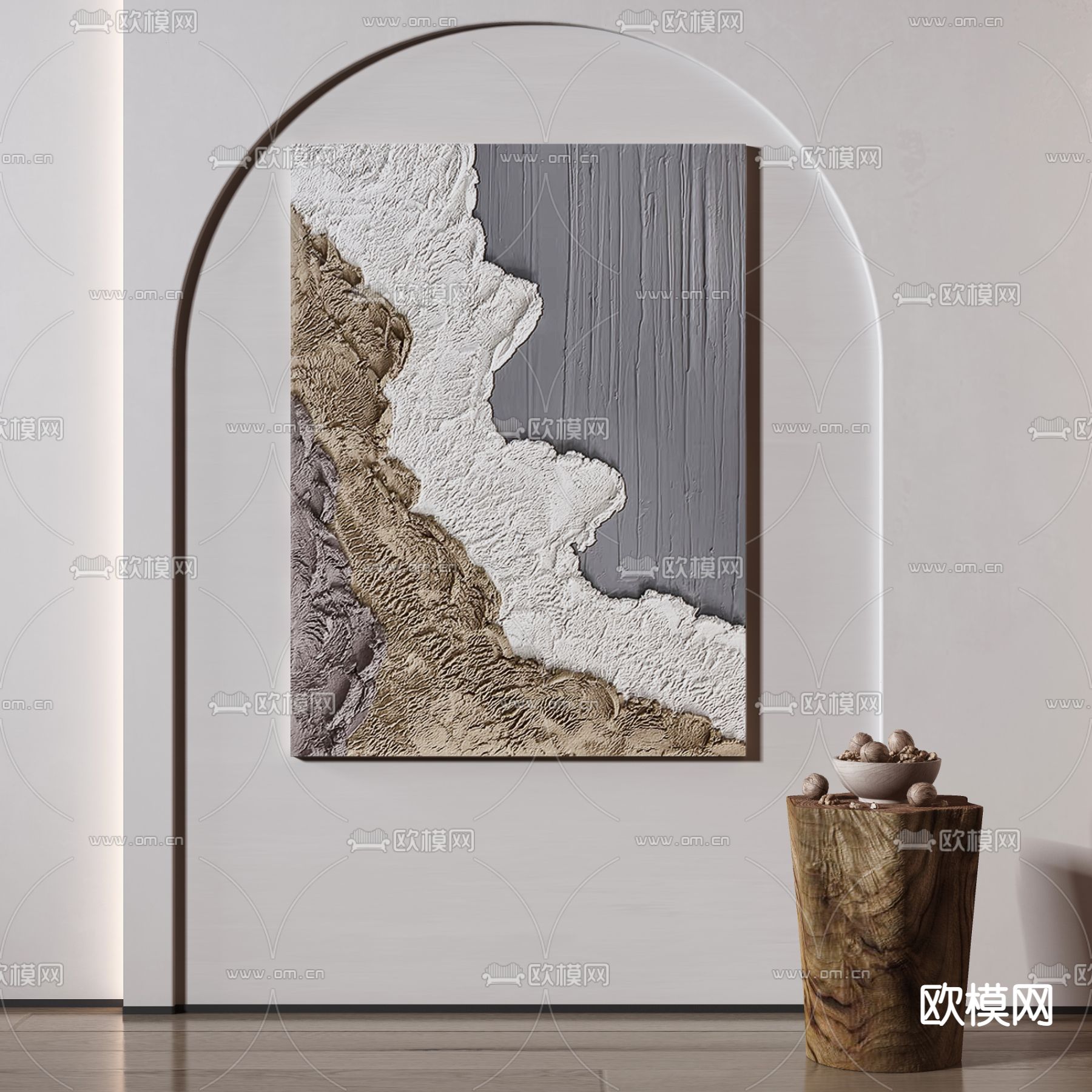 侘寂肌理装饰画 挂画3d模型下载_ID12247512_3dmax免费模型-欧模网