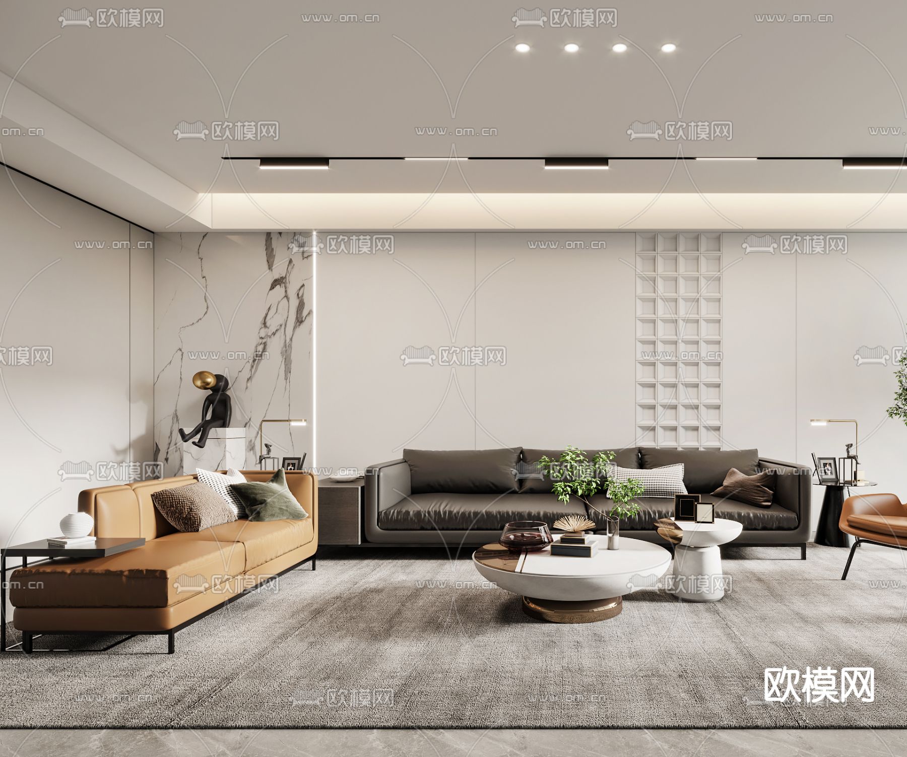现代客厅3d模型下载（渲染图2）