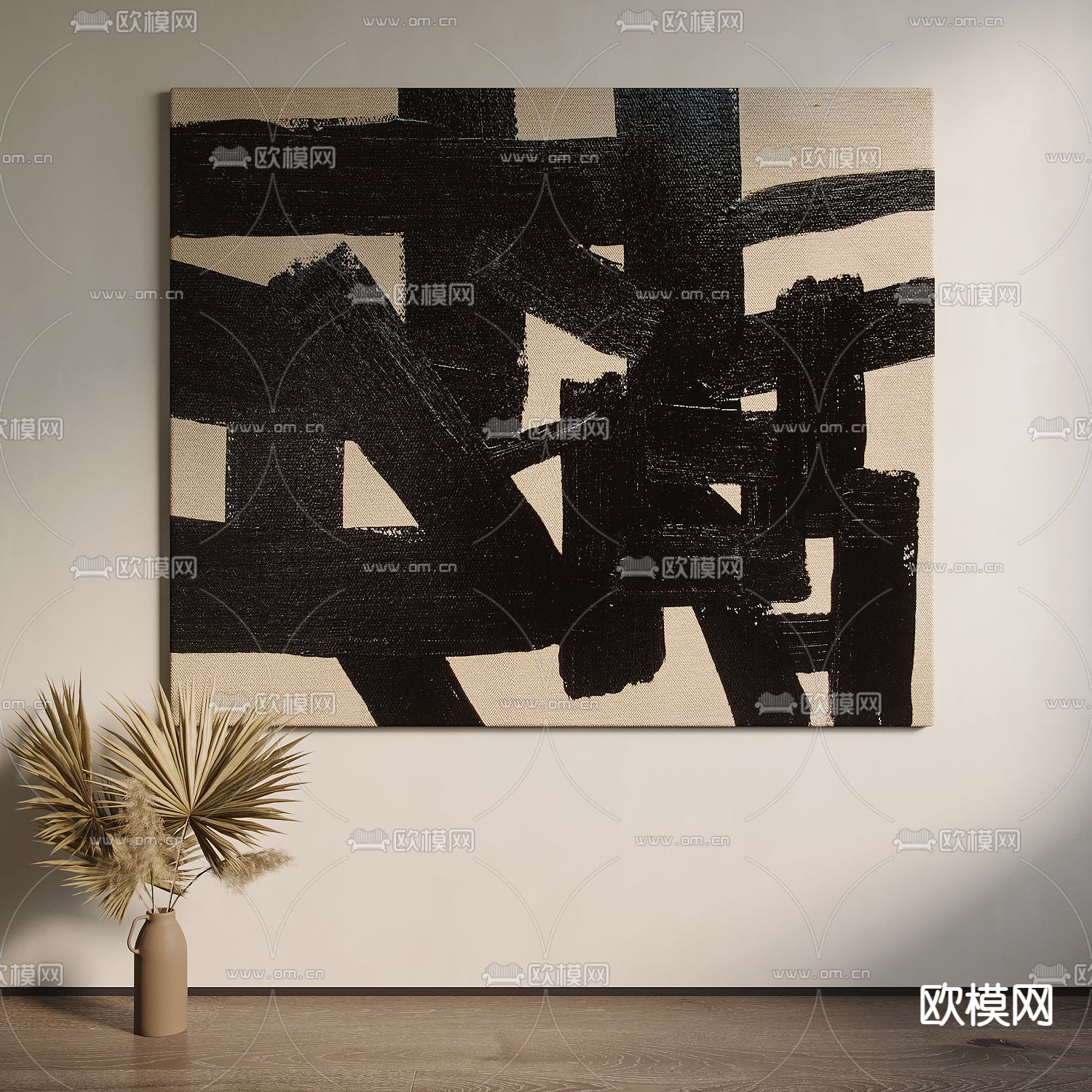 侘寂风抽象 装饰画su模型