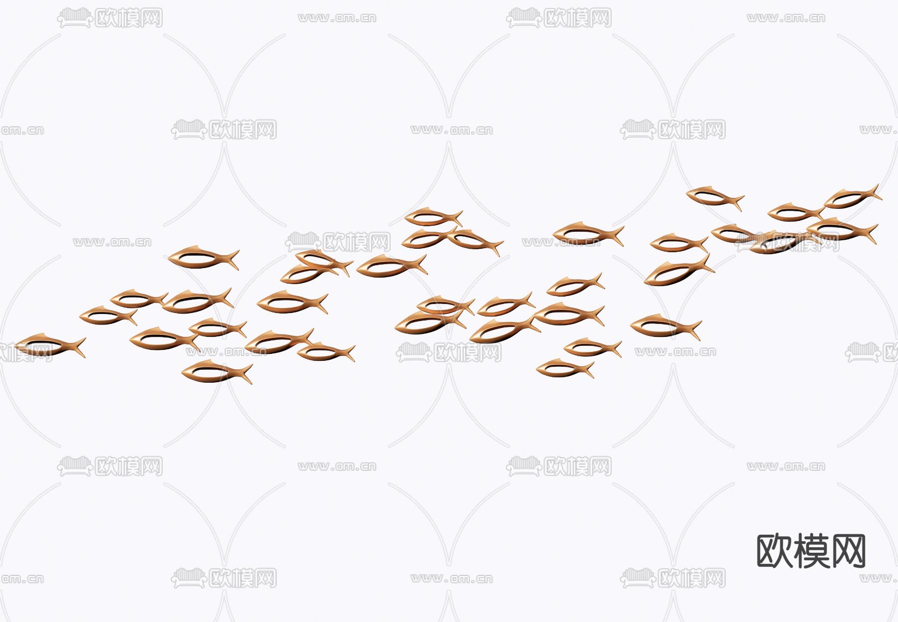 鱼群游鱼挂件 墙饰su模型