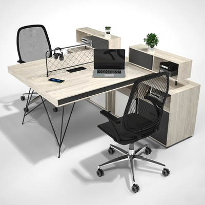  卡位办公桌椅组合su模型 