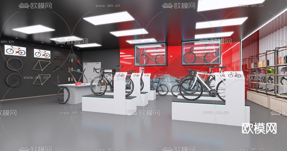 现代自行车专卖店3d模型下载