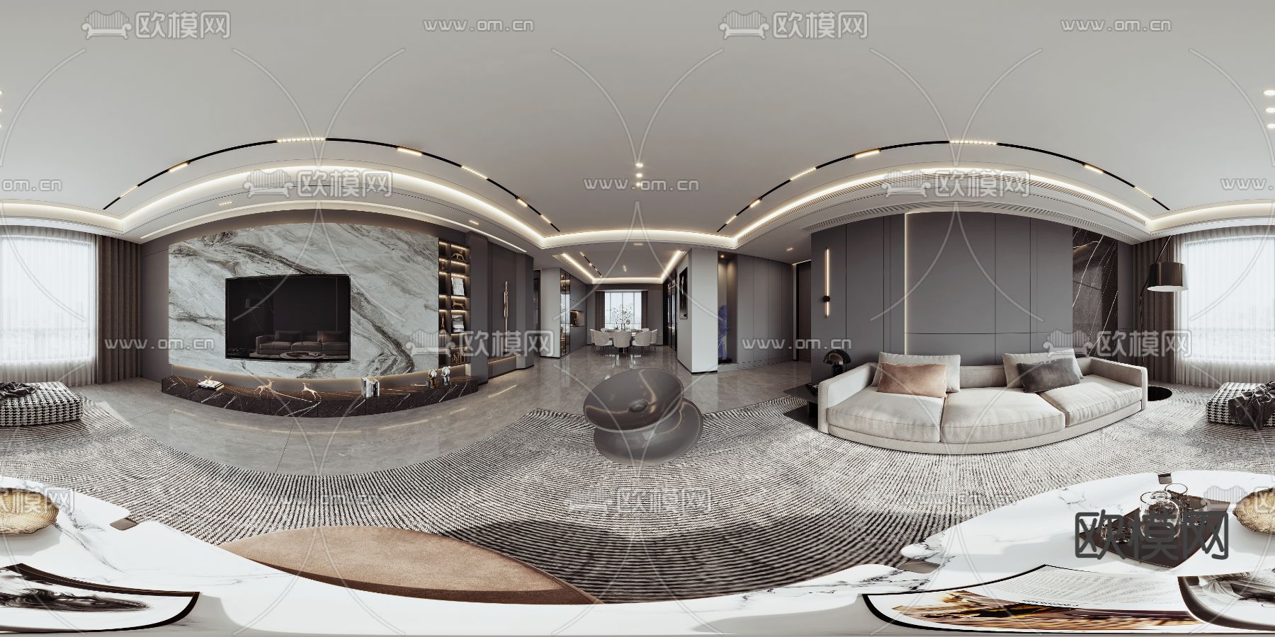轻奢客餐厅cr全景3d模型