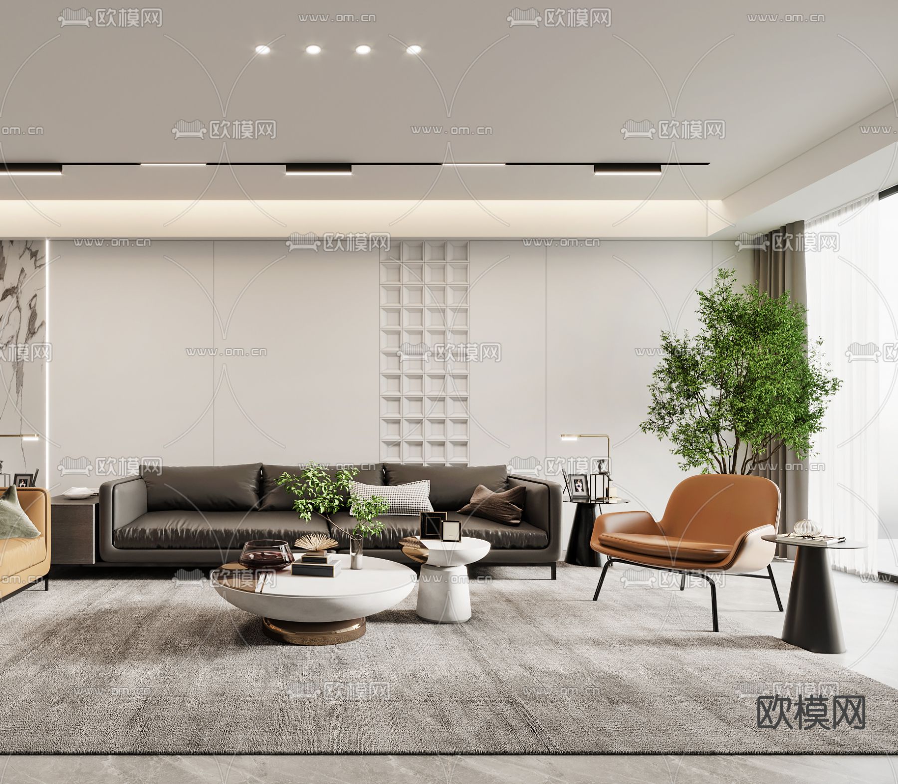 现代客厅3d模型下载（渲染图3）