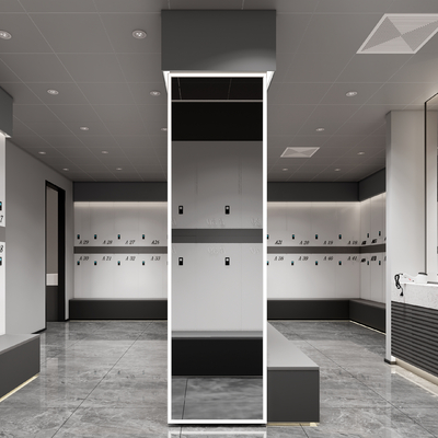  洗浴中心更衣室su模型 