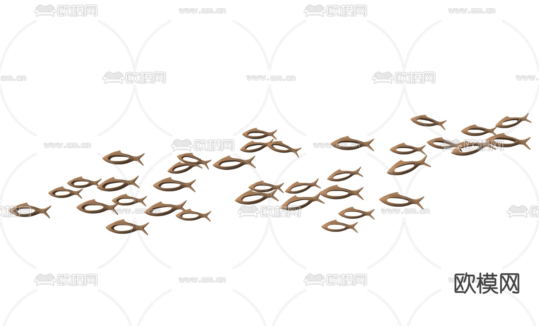 鱼群游鱼挂件 墙饰su模型