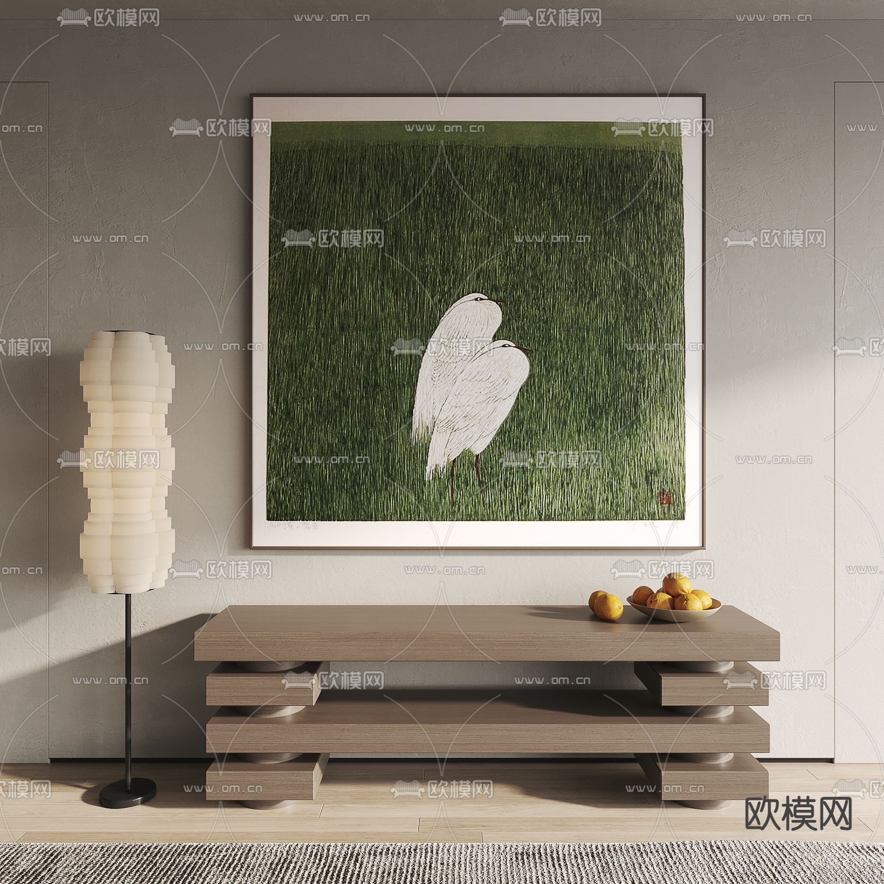 小鸟抽象挂画su模型