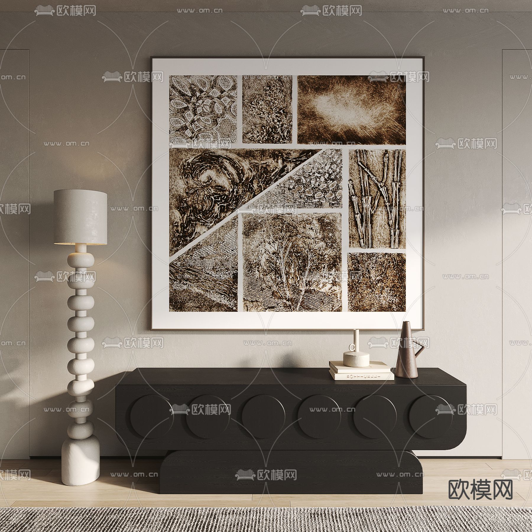 侘寂风装饰画 抽象画su模型