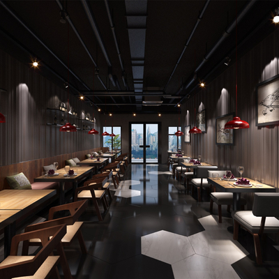  现代西餐厅su模型 