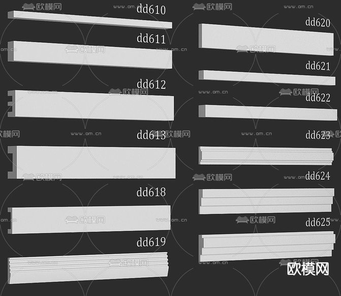 欧式石膏线 踢脚线3d模型下载