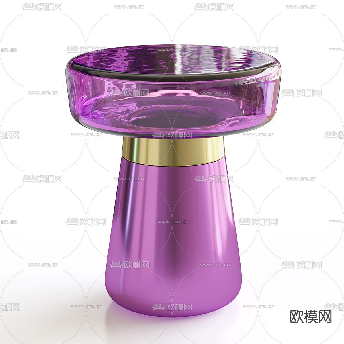 透明边几 圆几3d模型下载（渲染图2）