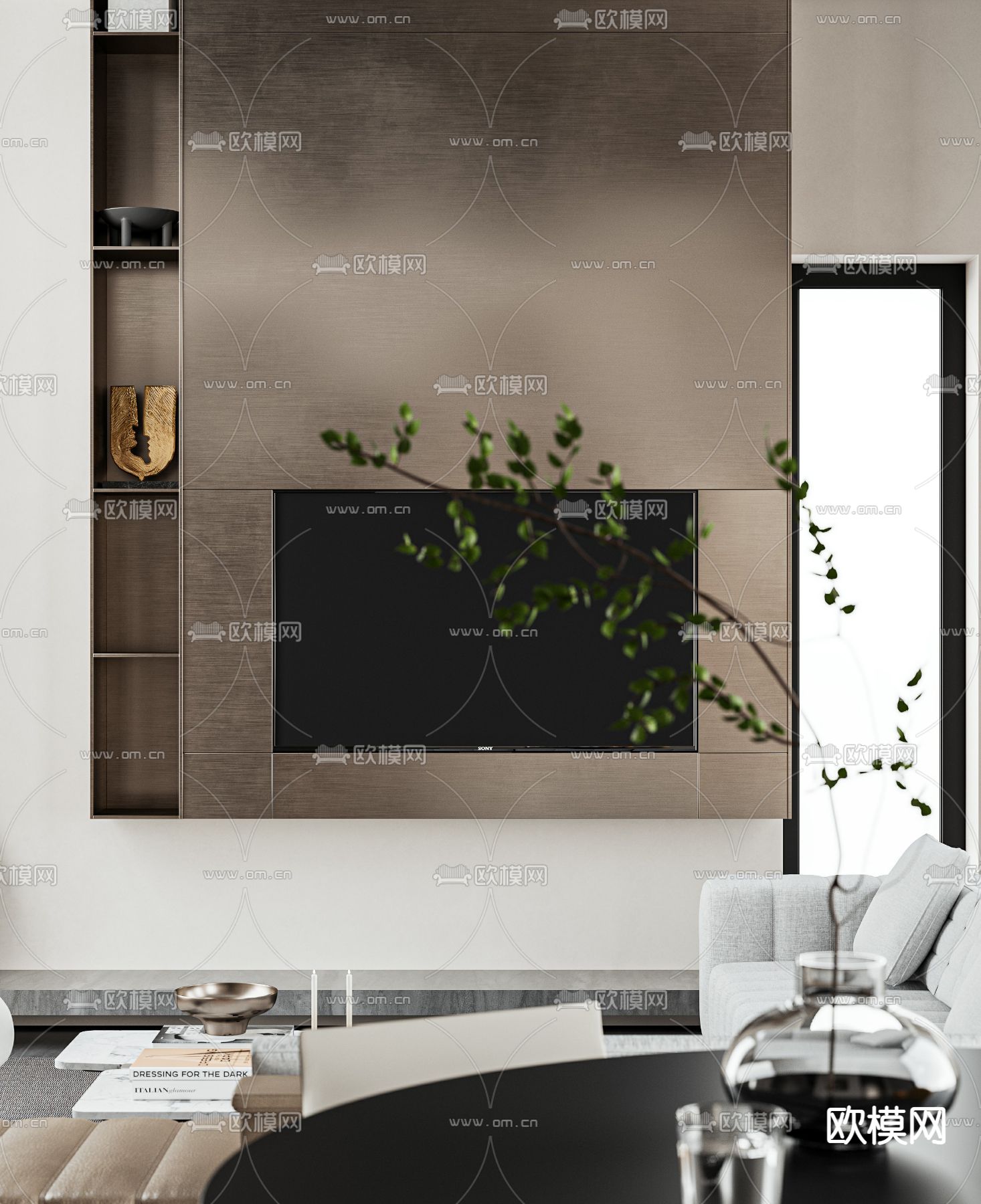 轻奢别墅大堂 别墅客厅3d模型下载（渲染图5）