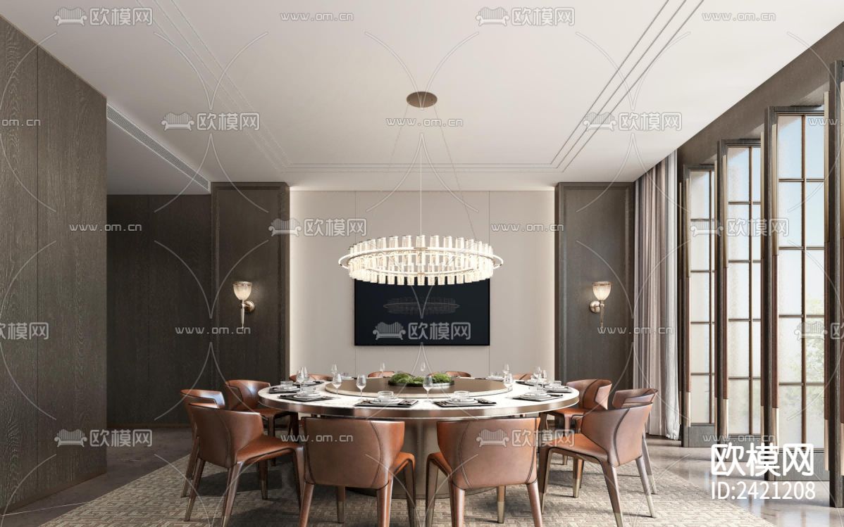 员工食堂公司食堂装修设计cad施工图下载（渲染图3）