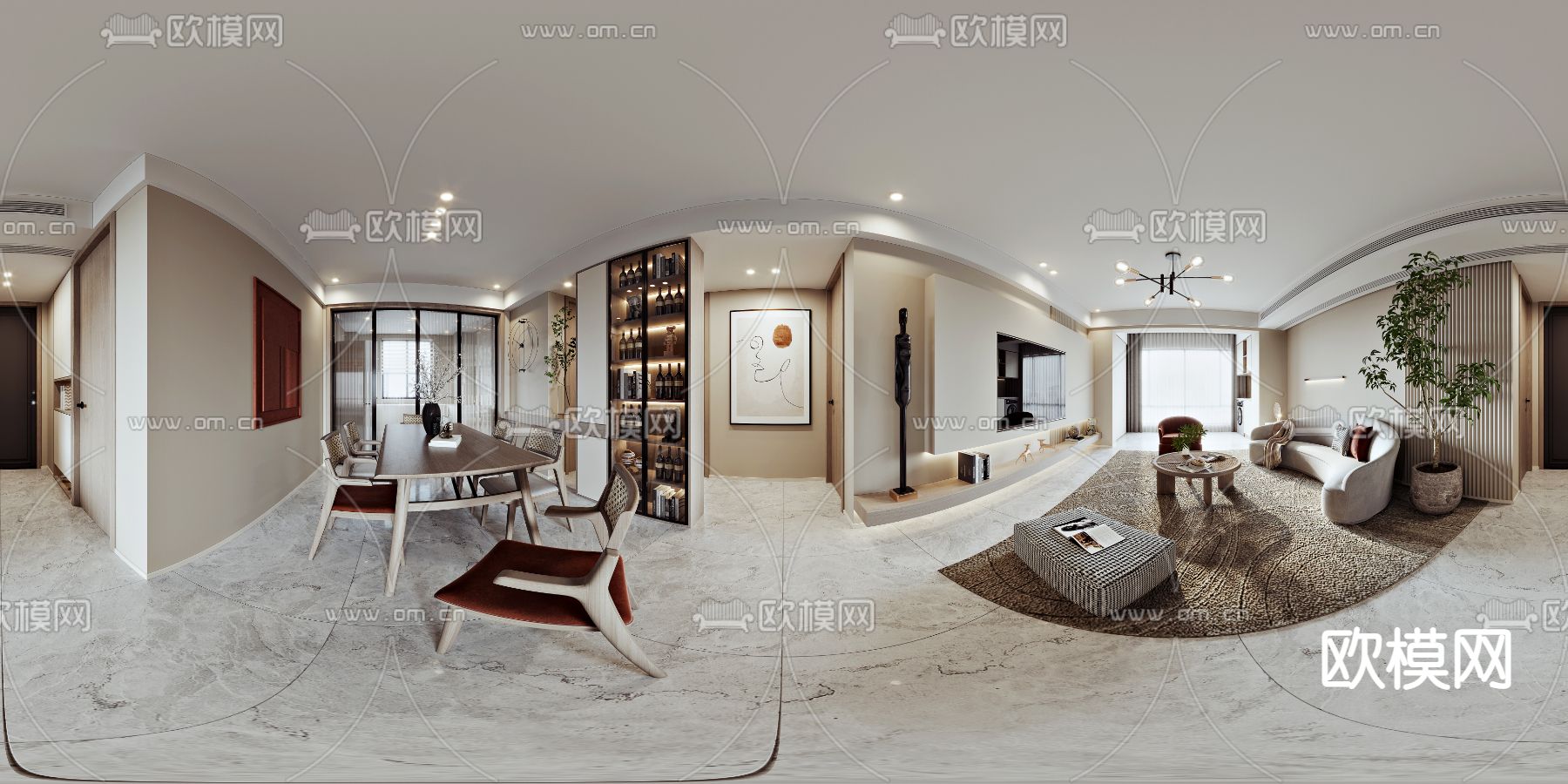 北欧客餐厅cr全景3d模型