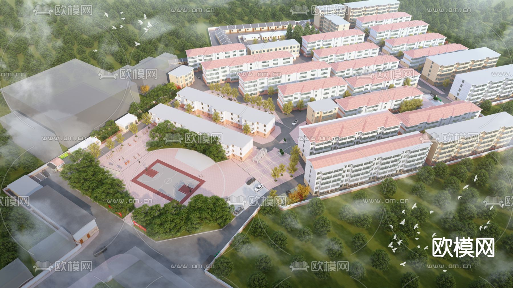 现代小区鸟瞰规划su模型