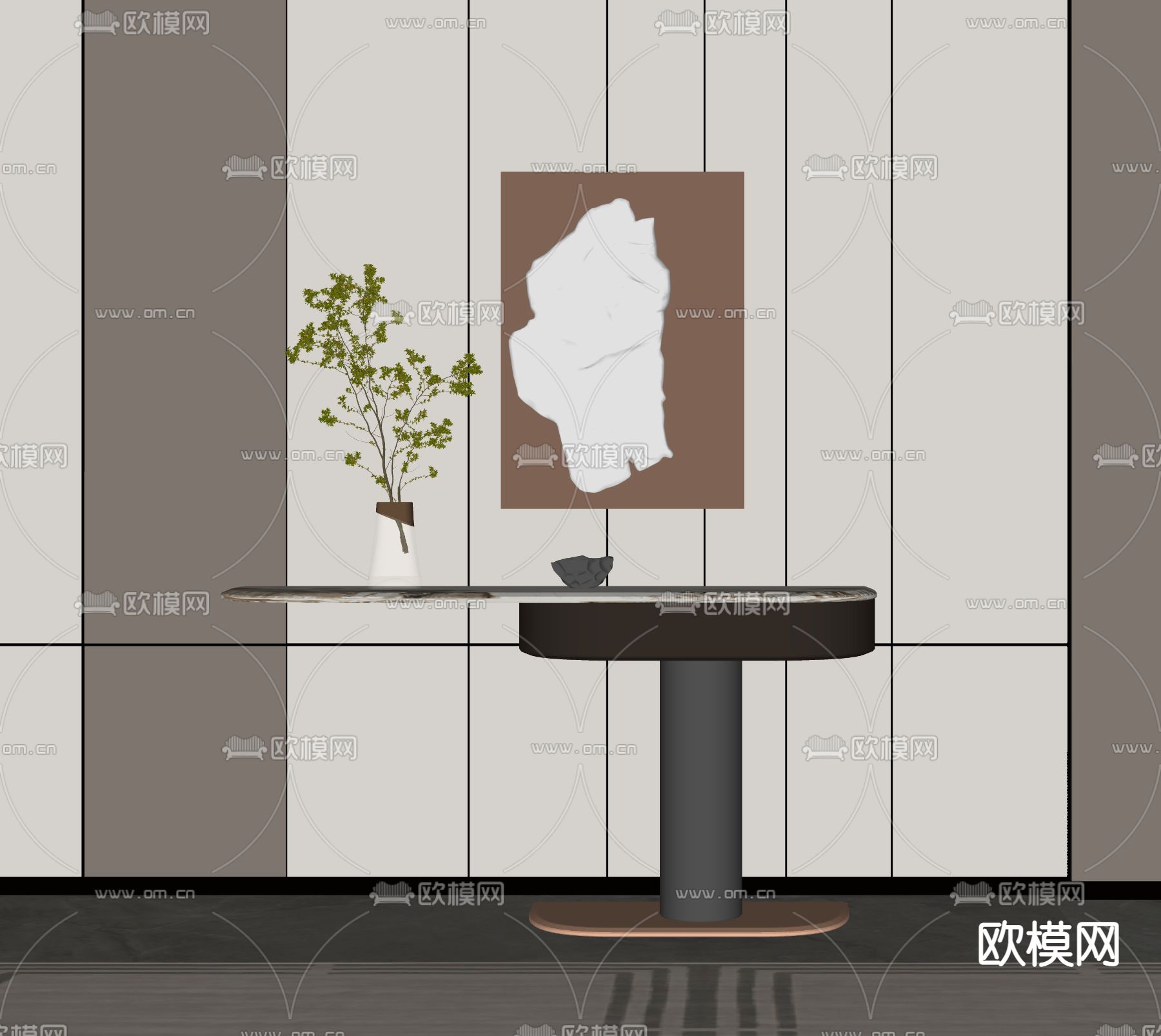 轻奢风端景台 玄关条案su模型