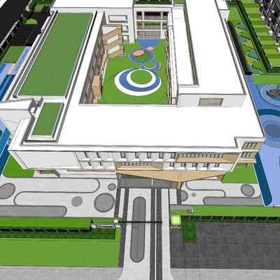  幼儿园鸟瞰su模型 