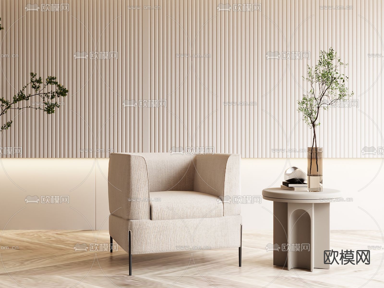 现代单人沙发3d模型下载