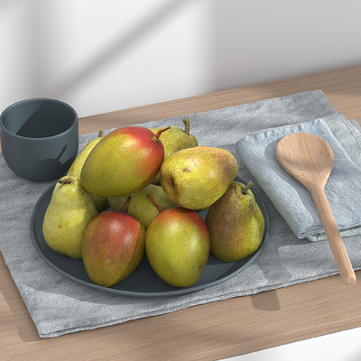  梨 芒果 水果 果盘su模型 