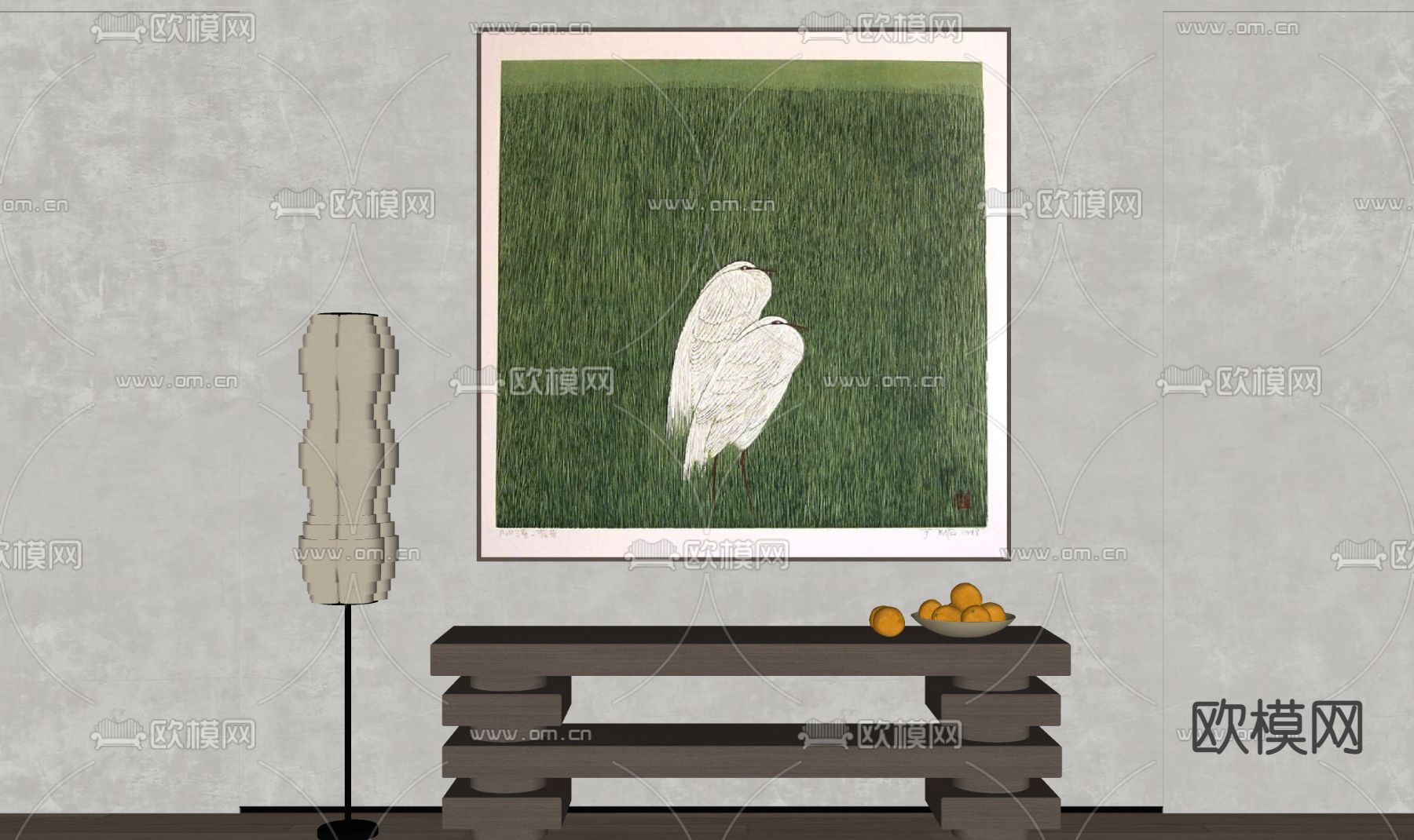 小鸟抽象挂画su模型